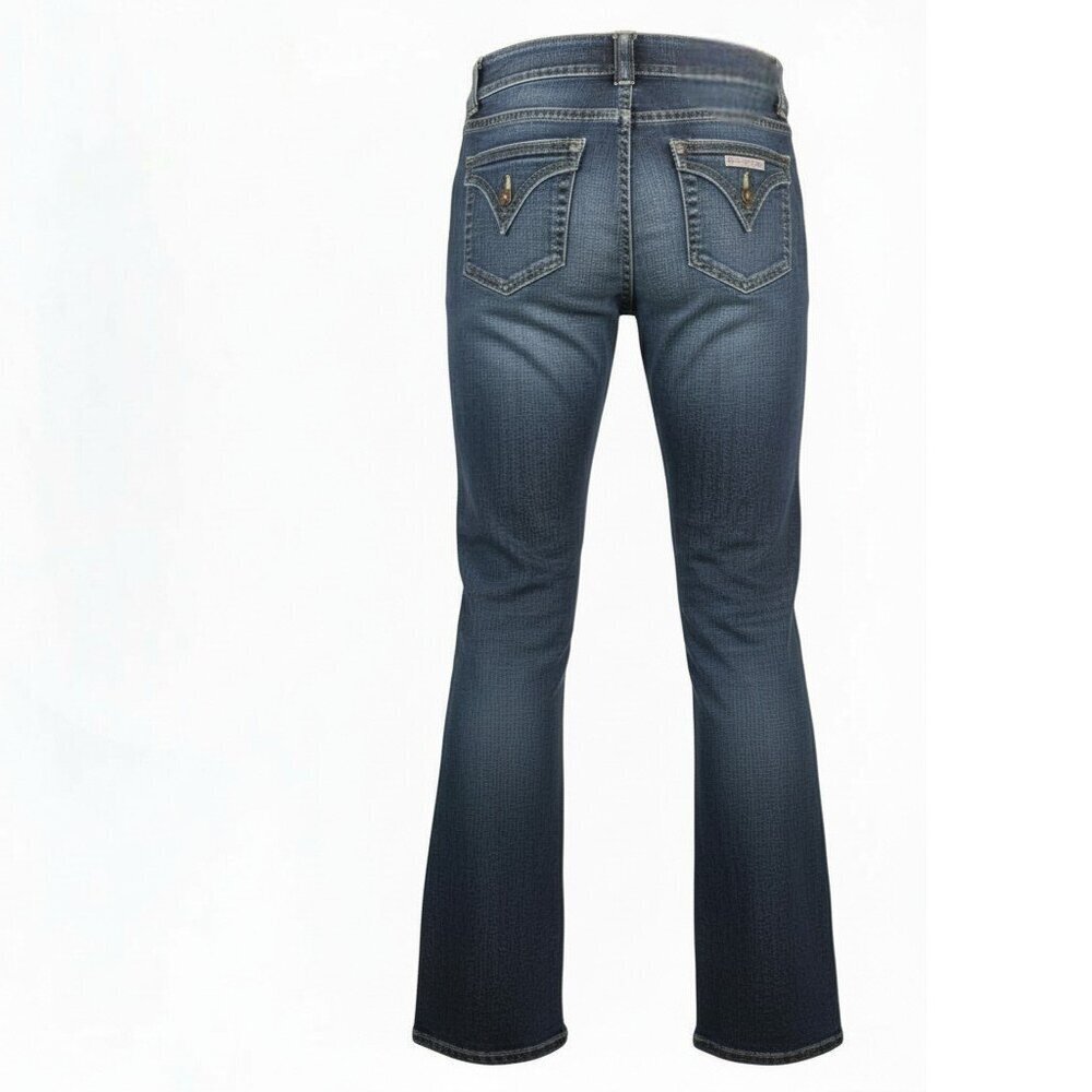Hudson Blue Wash Boot Cut Flare Button Flap-Over Pocket Tall Jeans, Size 26